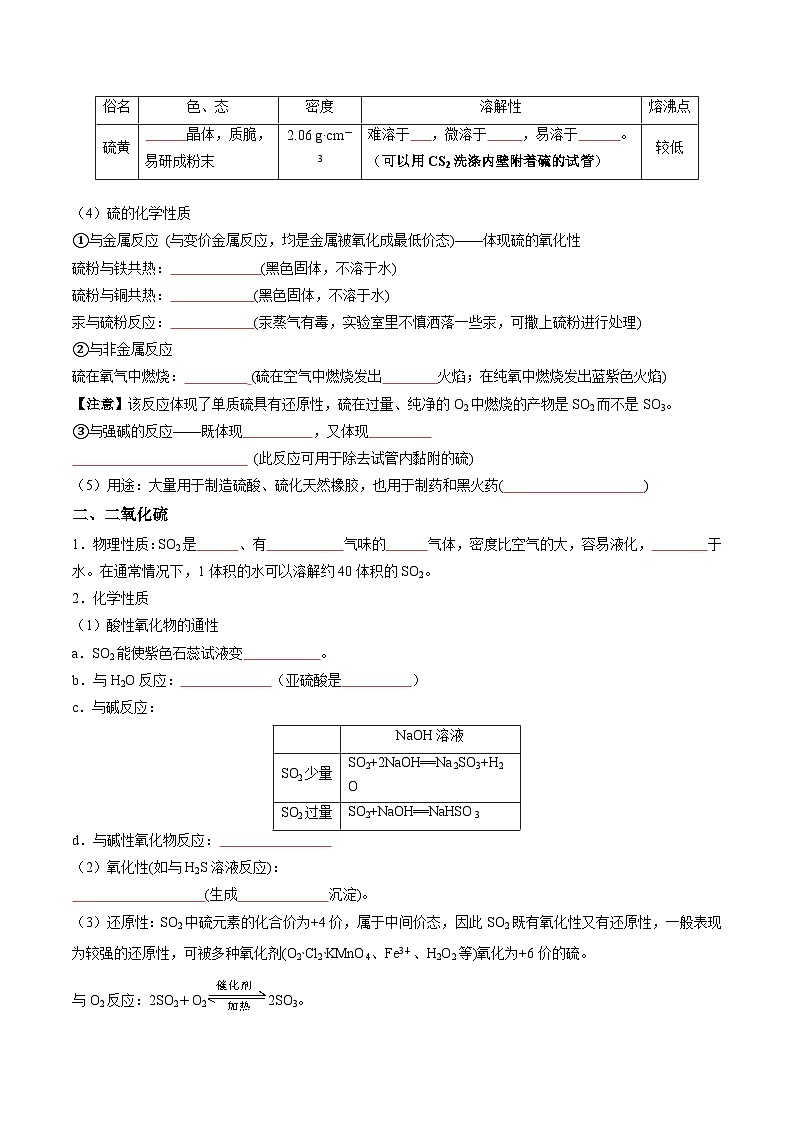 第11讲 硫及其化合物 (原卷版)第2页