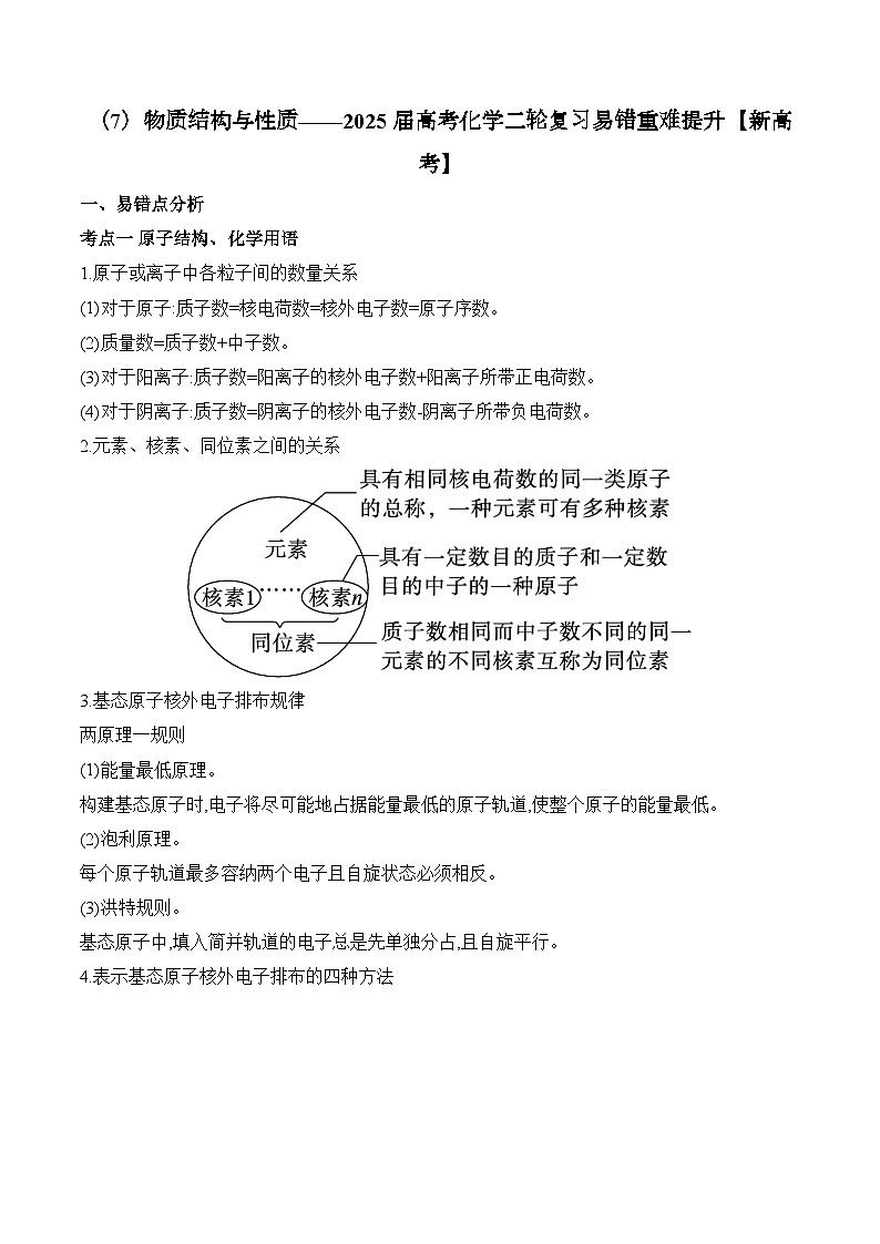 专题07 物质结构与性质(讲练)—2025学高考化学二轮复习易错重难提升(含解析)【新高考】第1页