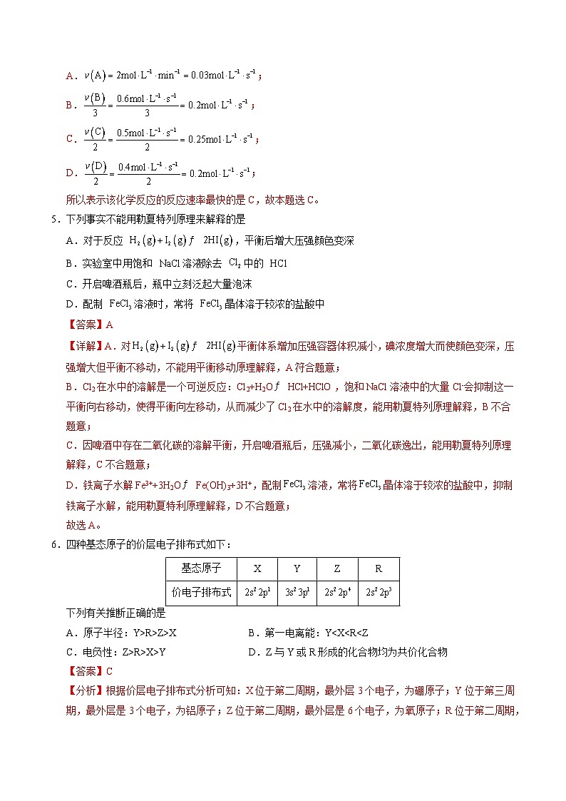 高二化学期末模拟卷(全解全析)第3页