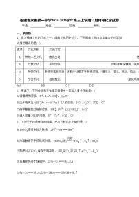 福建省永春第一中学2024-2025学年高三上学期11月月考化学试卷(含答案)