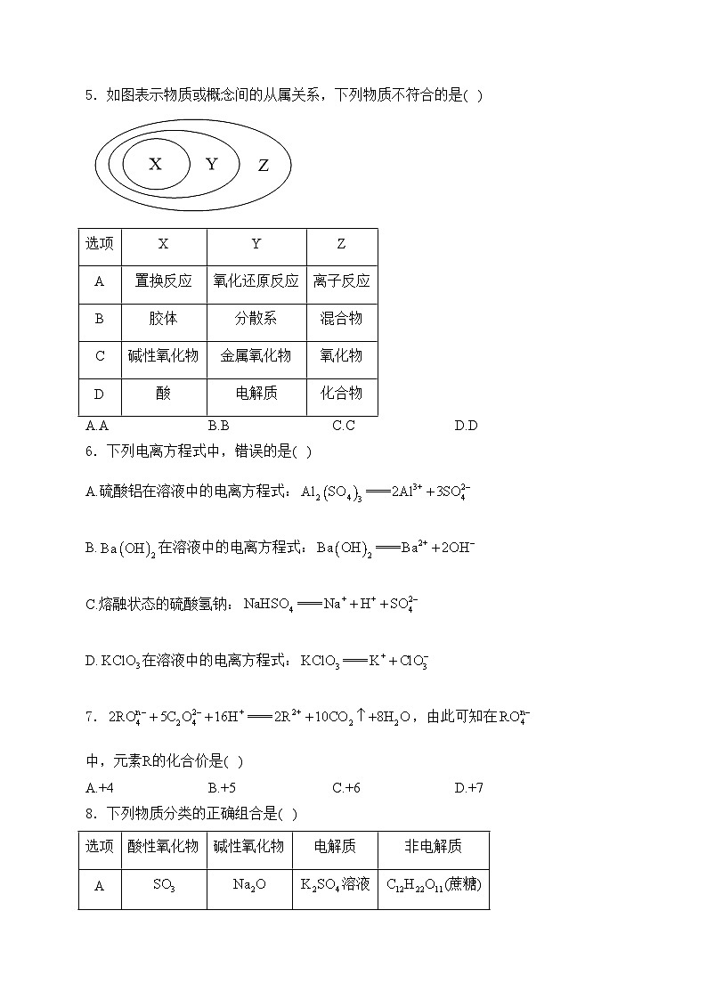 云南省玉溪第一中学2024-2025学年高一上学期第一次月考化学试卷(含答案)第2页