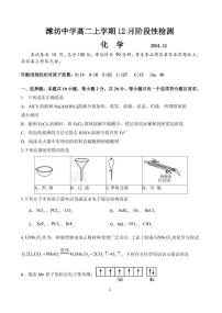 山东省潍坊中学2024-2025学年高二上学期12月月考化学试题