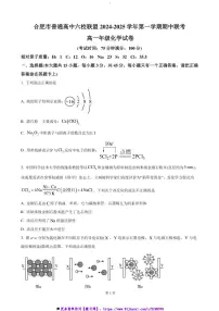 2024~2025学年安徽省合肥市普通高中六校联盟高一上期中化学试卷(含答案)