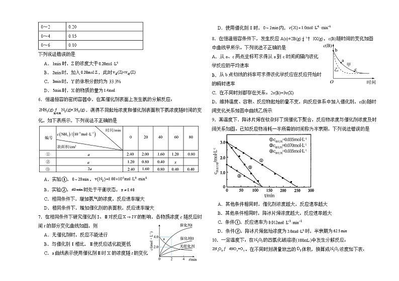 2025届高三化学一轮复习专项强化训练————化学反应速率定义及计算第2页