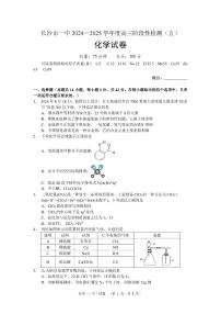 湖南省长沙市第一中学2025届高三上学期阶段性检测（五）化学试卷（PDF版附解析）