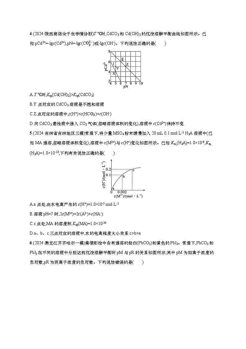 2025年高考化学二轮复习专练 选择题热点练13 沉淀溶解平衡曲线及分析(通用版,含解析)第3页