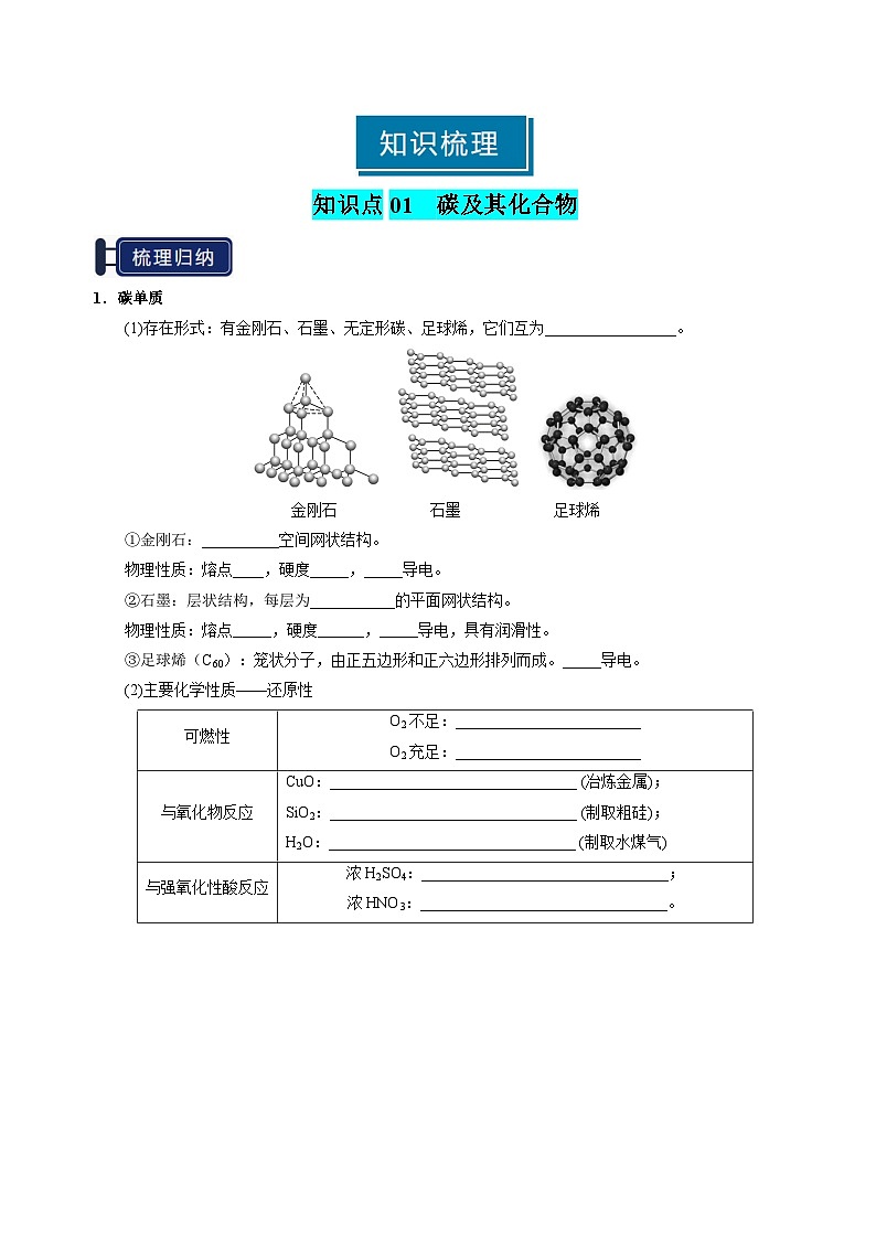 专题12 碳、硅及无机非金属材料-2025年高考化学一轮复习知识点(新高考专用)(原卷版)第3页