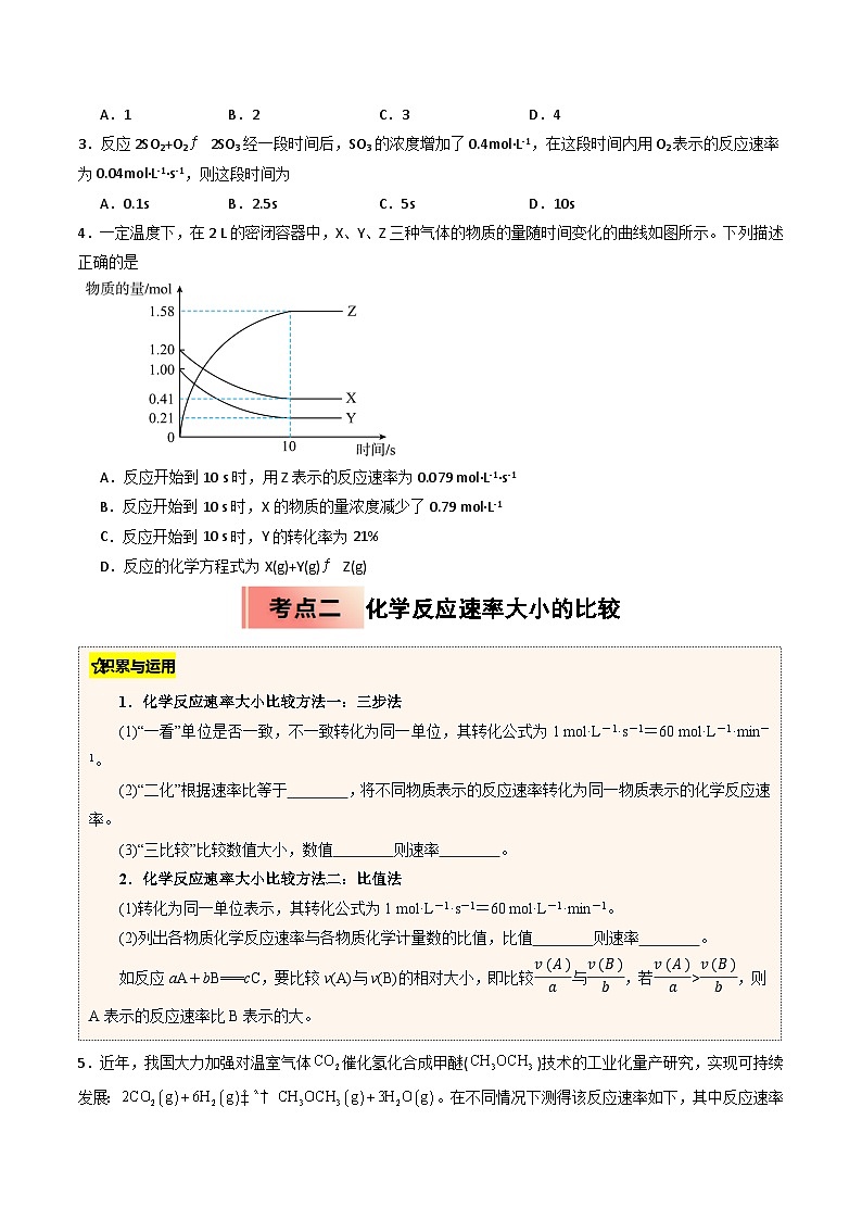 ③寒假提升练-专题03 化学反应速率(学生版)-2025年高二化学寒假衔接讲练 (人教版) 第2页