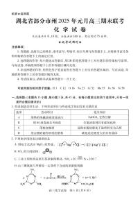 湖北省部分市州2025届高三上学期元月期末联考化学试题（含答案）