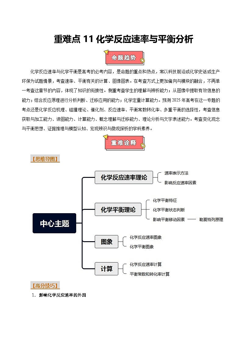 重难点11化学反应速率与平衡分析-2025年高考化学 热点 重点 难点 专练(上海专用)(解析版)第1页