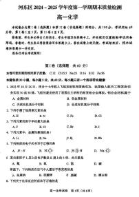 天津市河东区2024-2025学年高一上学期期末质量检测化学试卷(图片版)