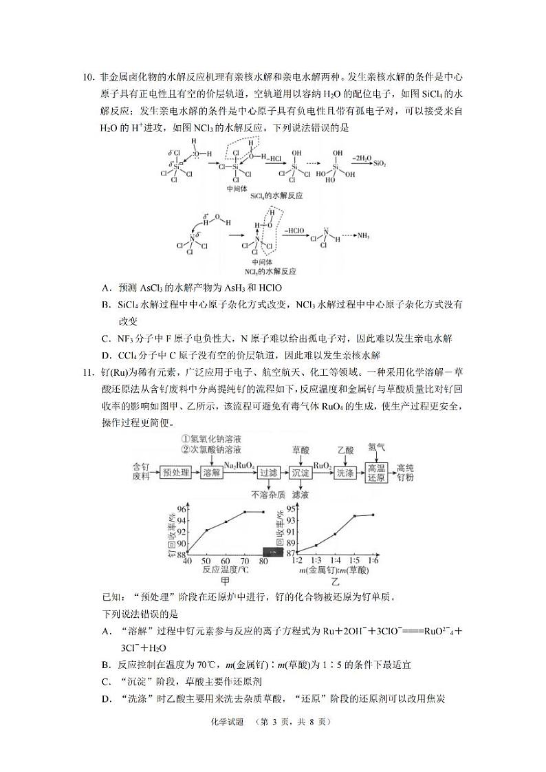 2025湖南省长郡中学高三上学期期末适应性考试化学PDF版含解析第3页