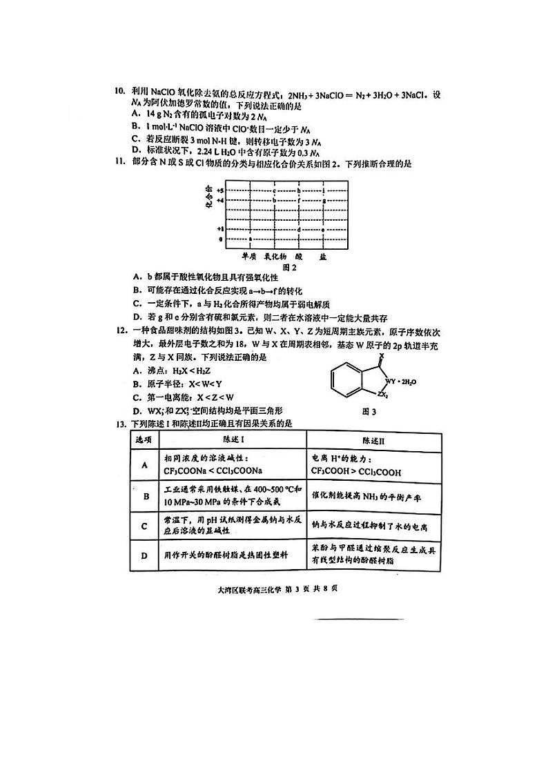 2025届广东省大湾区普通高中毕业年级联合模拟考试(一)化学试题及答案(大湾区一模)第3页
