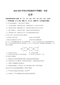 江苏泰州中学2025届高三高考一模考试试卷 化学试卷(含答案)