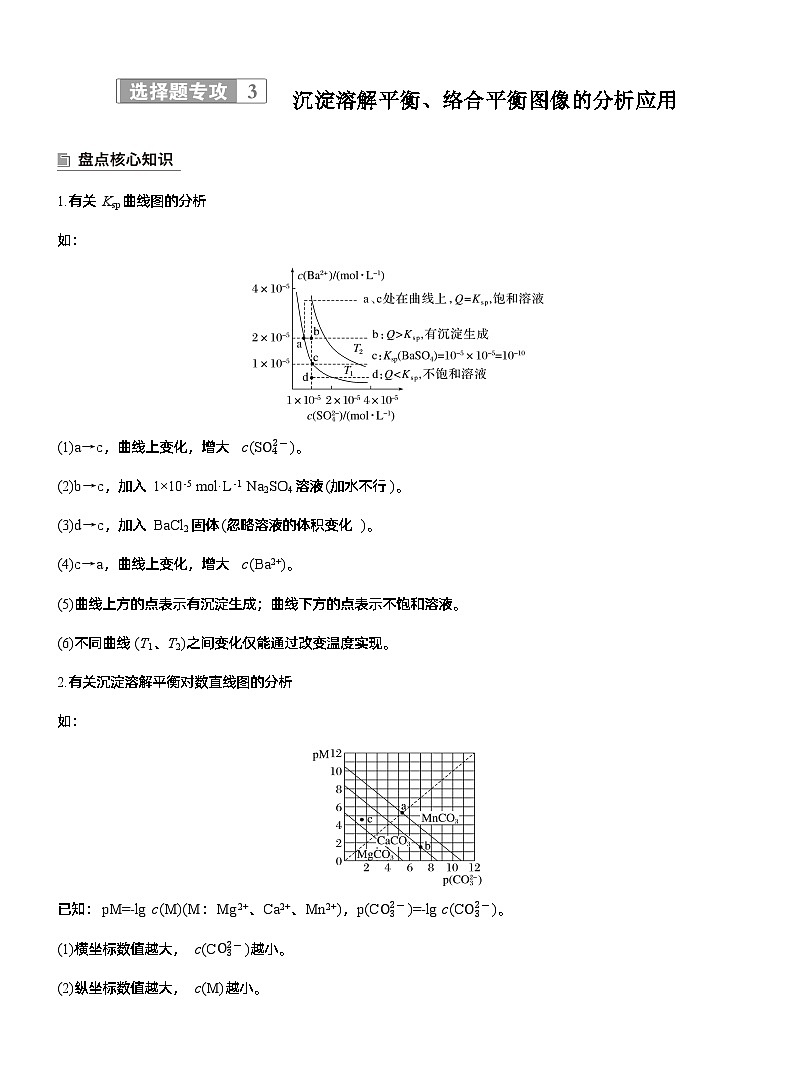 专题六 选择题专攻3 沉淀溶解平衡、络合平衡图像的分析应用--2025年高考化学大二轮专题复习(学生版)第1页