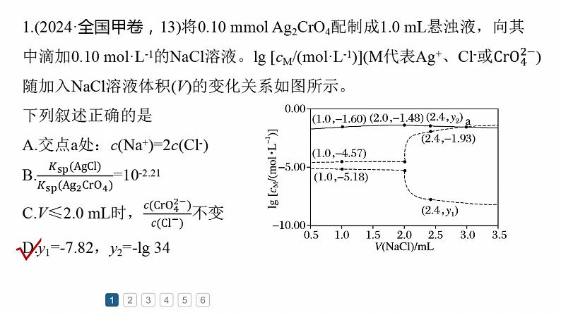 专题六 选择题专攻3 沉淀溶解平衡、络合平衡图像的分析应用--2025年高考化学大二轮专题课件第7页