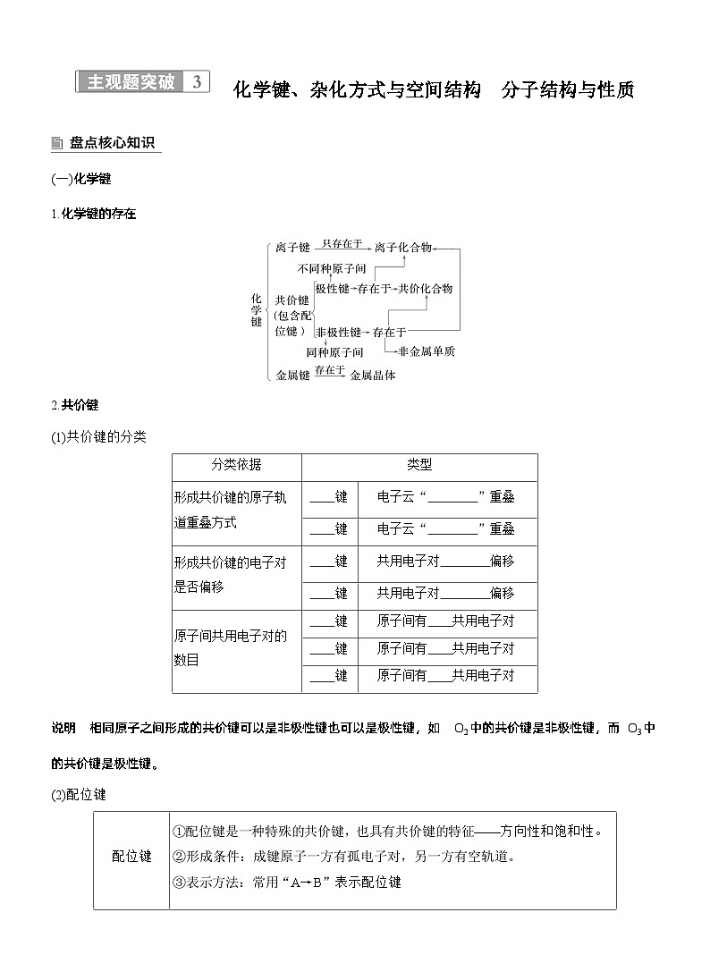 专题三 主观题突破3 化学键、杂化方式与空间结构 分子结构与性质--2025年高考化学大二轮专题复习(学生版)第1页