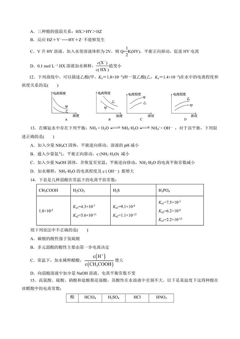 考点26 弱电解质的电离(好题冲关)(学生版) 备战2024年高考化学一轮复习考点帮(全国通用)第3页