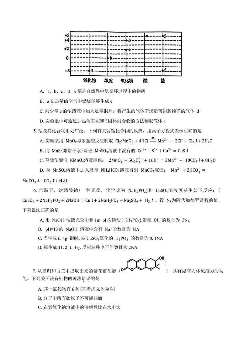 2024~2025学年河南省郑州市高中毕业高三(上)质量预测月考化学试卷(含答案)第2页