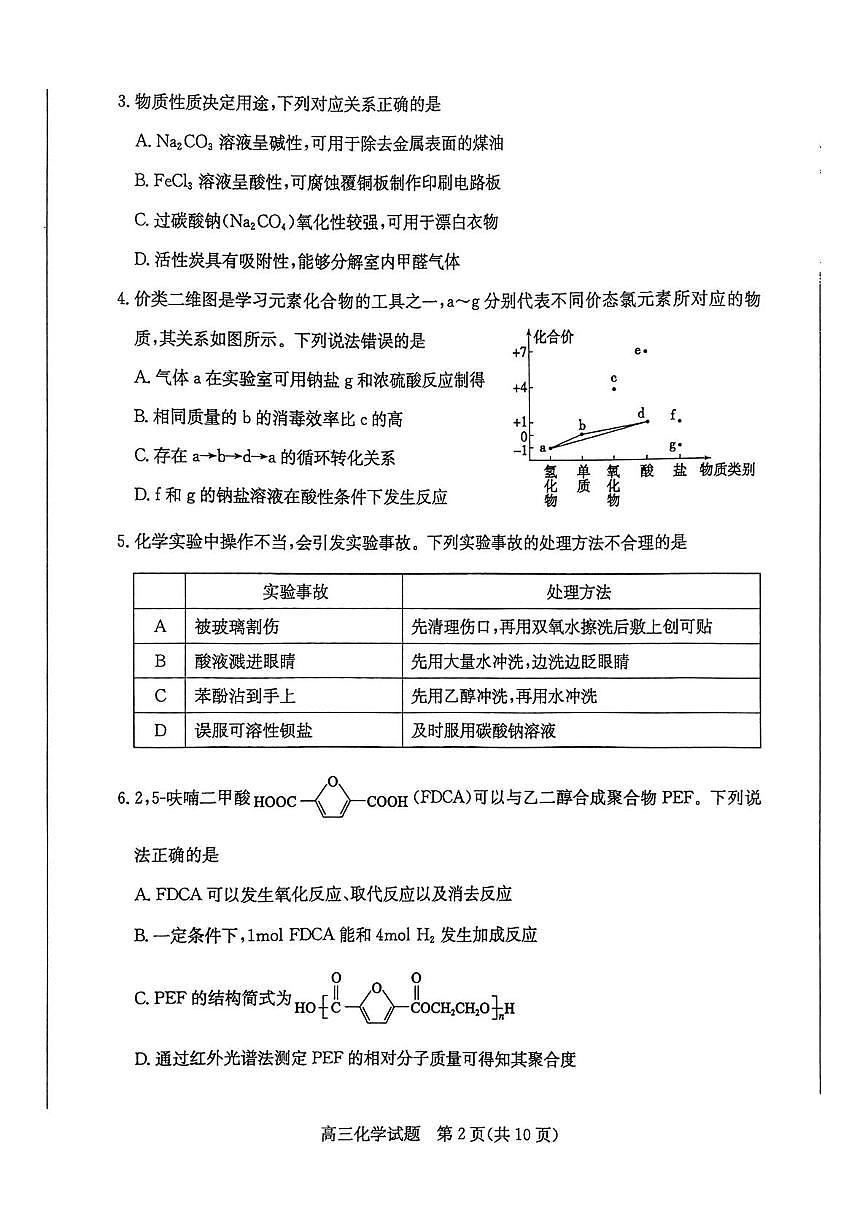 山東省棗莊市2024-2025學年高三上學期1月期末考試 化學試題第2頁