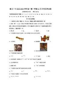 北京市顺义区第一中学2024-2025学年高一上学期12月月考 化学试题