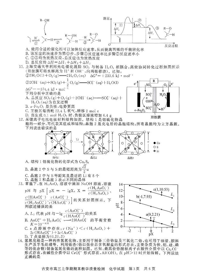 江西省吉安市2025届高三上学期1月期末教学质量检测化学试卷第3页