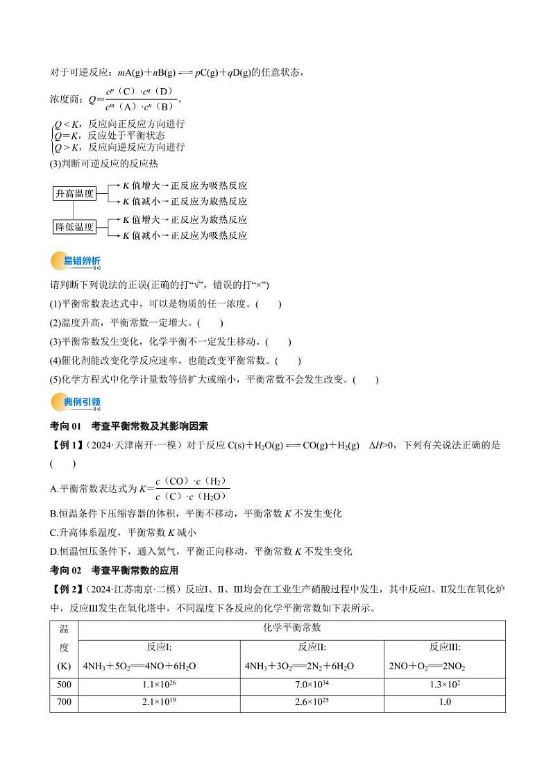 考点27 化学平衡常数及其相关计算(核心考点精讲精练)-备战2025年高考化学一轮复习考点帮(新高考通用)(学生版)第3页