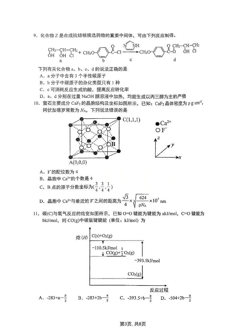 2025届重庆主城五区一诊化学第3页