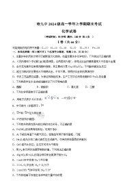 2025省哈尔滨九中高一上学期期末考试化学含答案