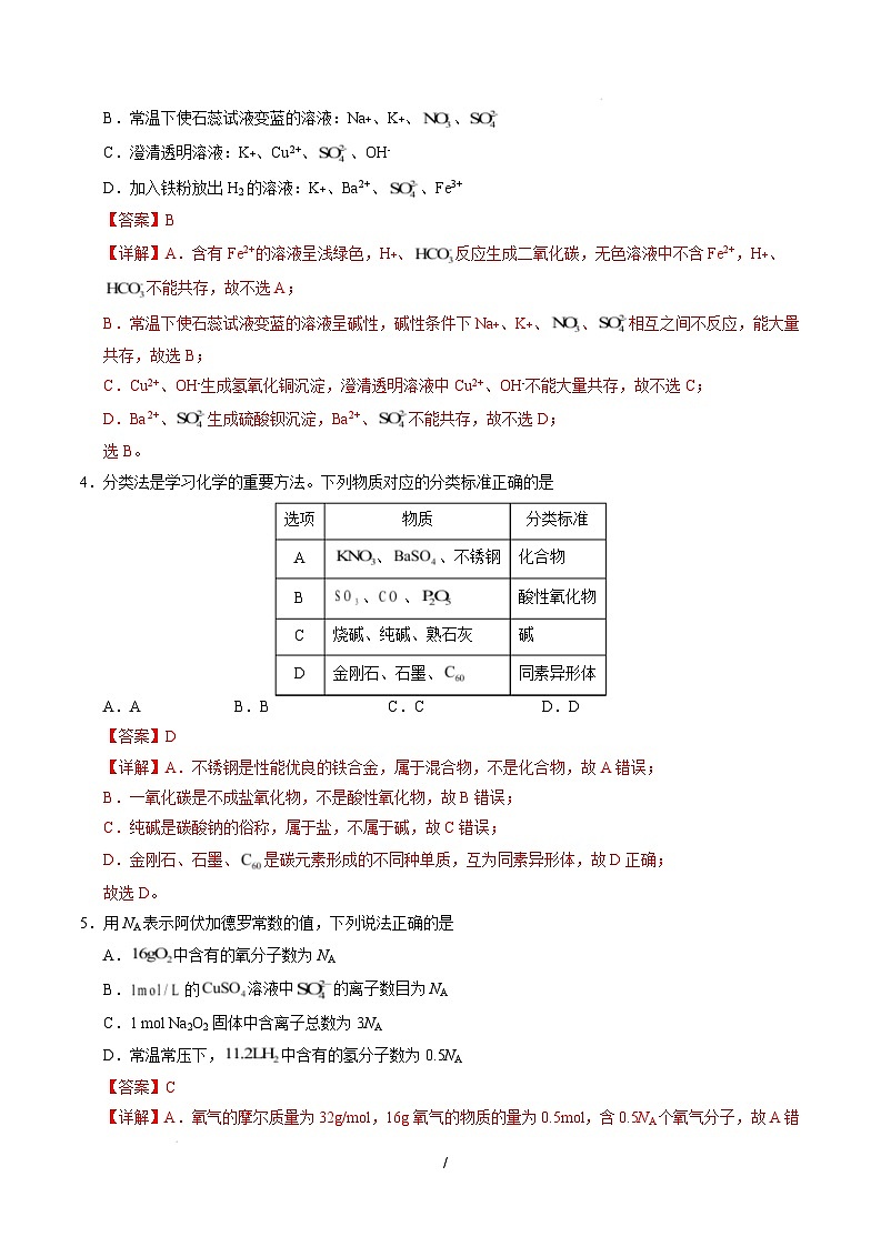 高一化学开学摸底考(全解全析)第2页