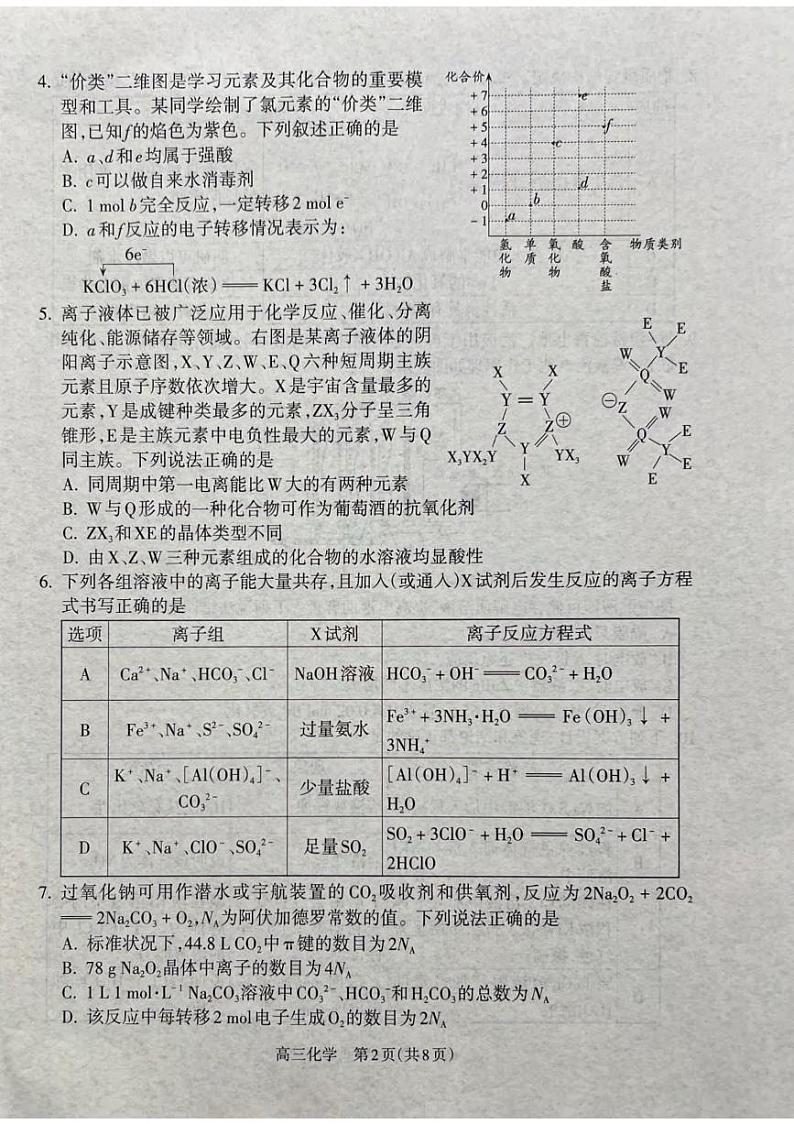 化学丨山西省吕梁市2025届高三1月期末调研考试化学试卷及答案第2页