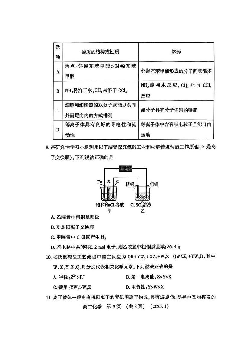 洛阳市2024-2025学年高二上学期期末化学试卷及答案第3页