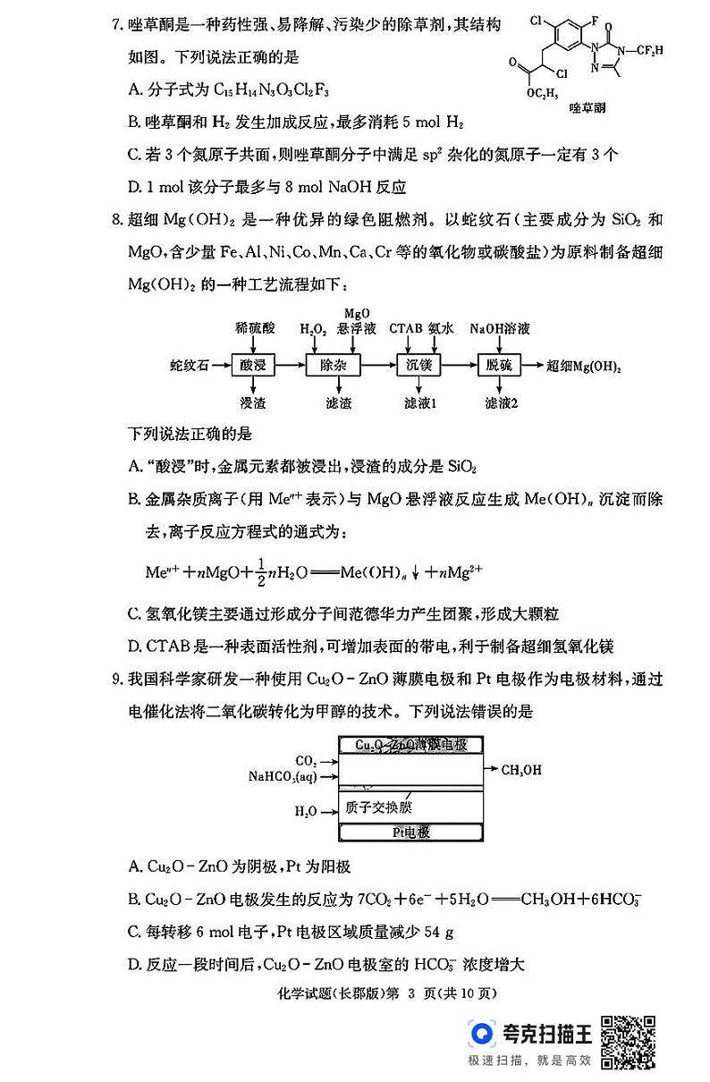 湖南省长沙市长郡中学2024-2025学年高三上学期月考(五)化学试题(PDF版附解析)第3页