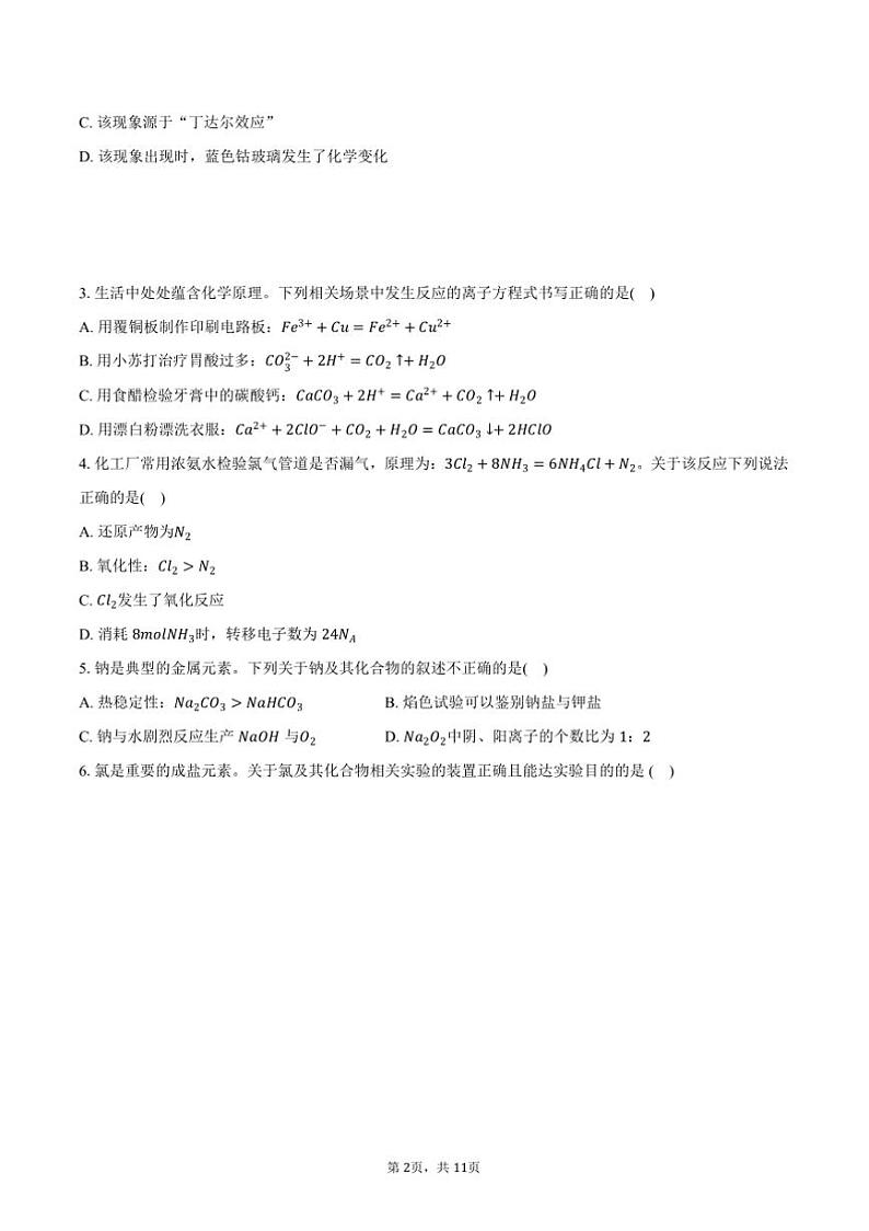 2024~2025学年广东省江门市高一上期末化学试卷(含答案)第2页