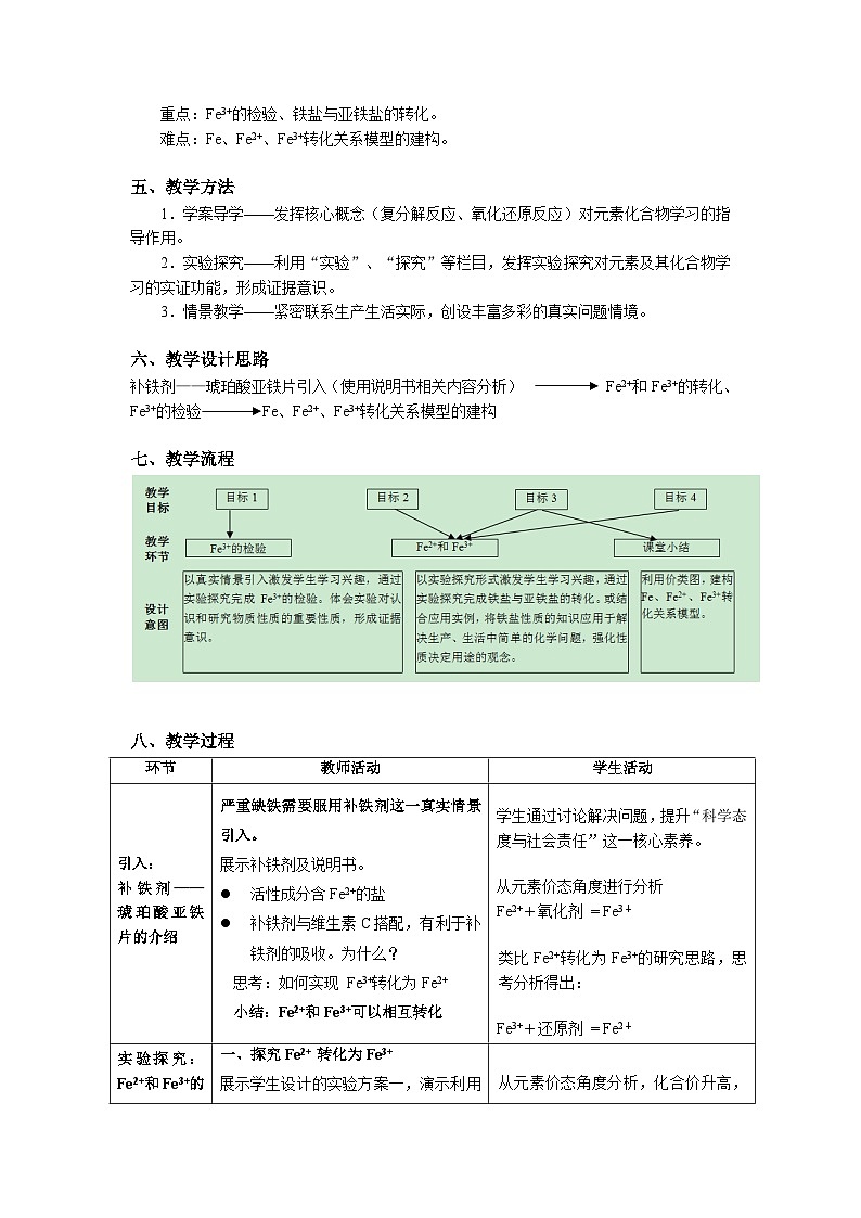 人教版 (2019)高中化学 必修 第一册 3-1人教版 (2019)高中化学 必修 第一册 3-1《第3课时 铁及其化合物》名校教学设计第2页