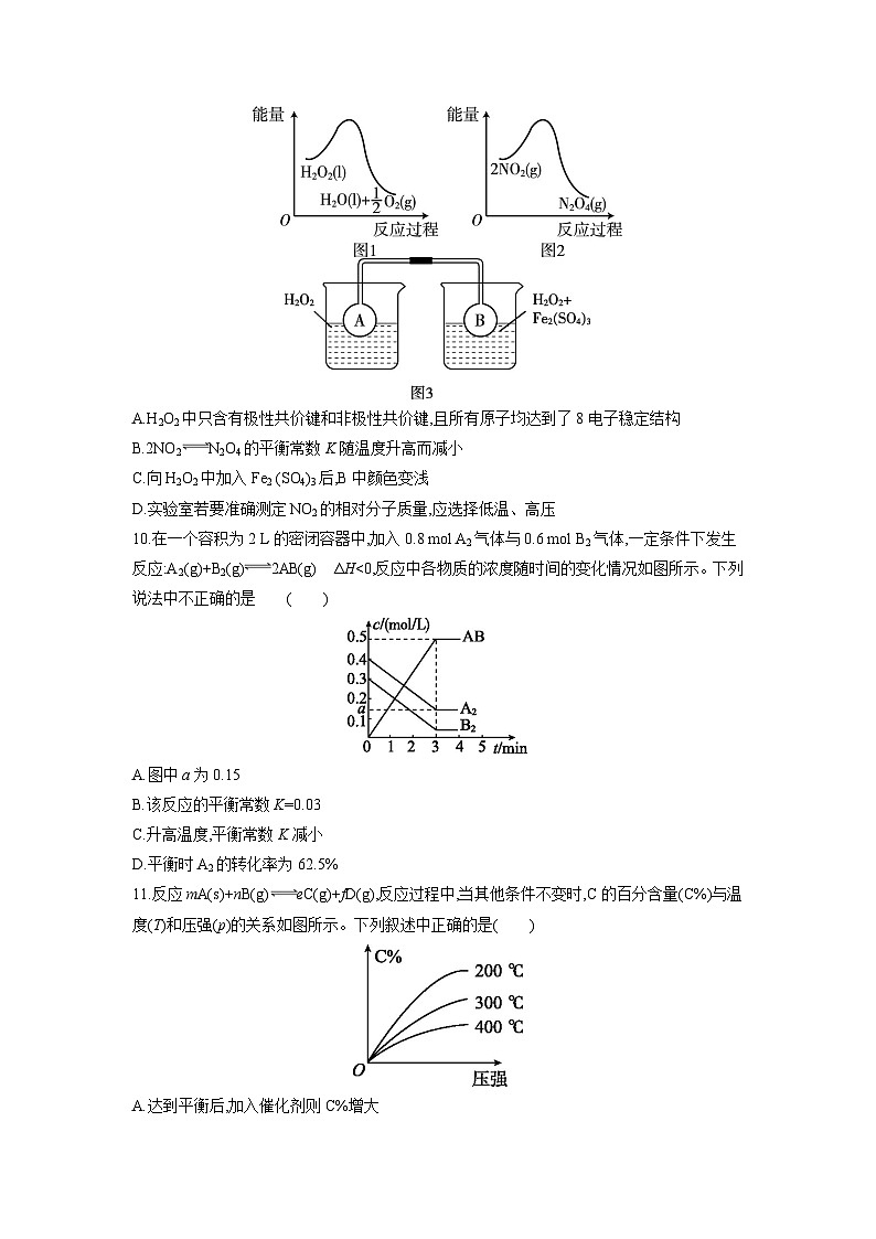 人教版高中化学选择性必修1《第二章 化学反应速率与化学平衡》单元检测第3页