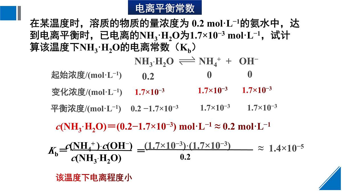人教版高中化学选择性必修1 3-1《课时2 电离平衡常数》课件第5页