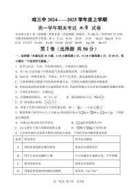 哈三中2024—2025学年度上学期高一学年期末考试 化学 试题（含答案）