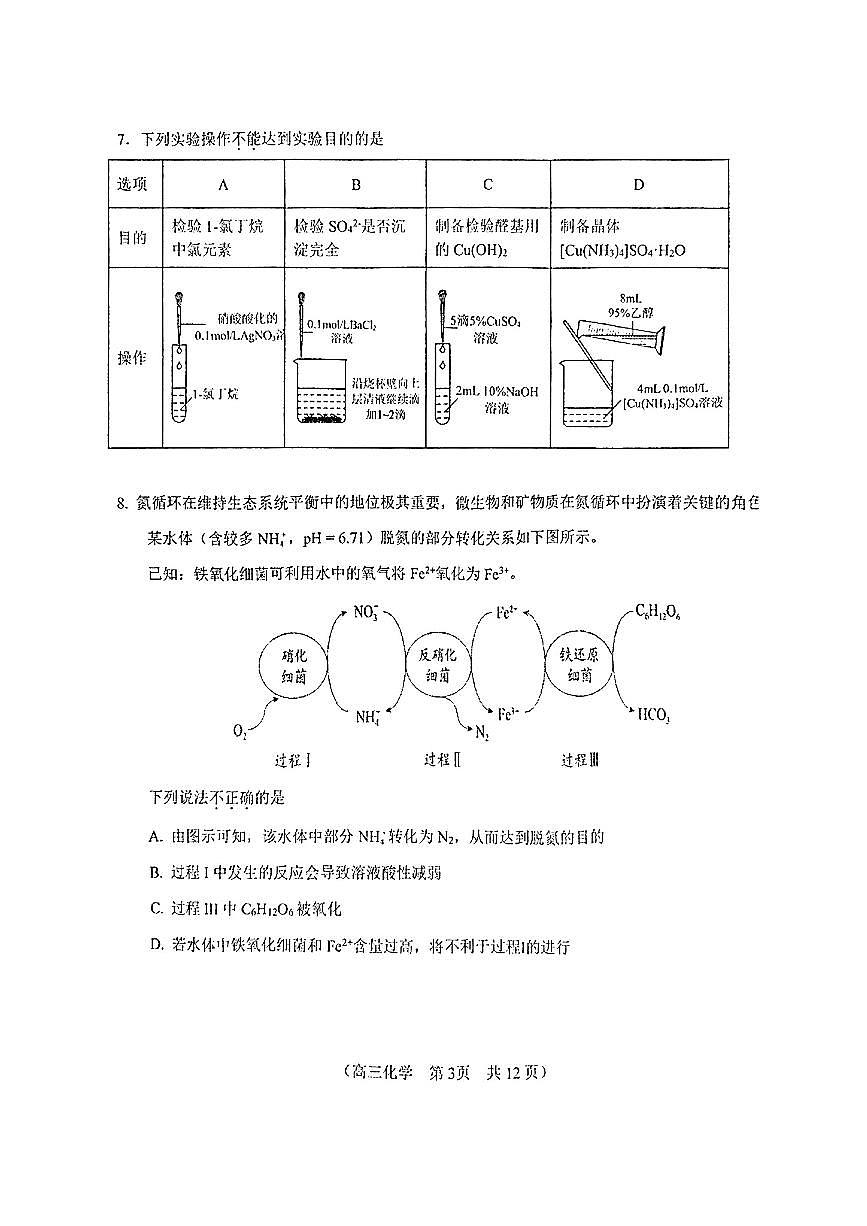 2025北京八十中高三下2月月考化学试题 无答案第3页