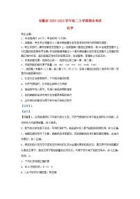 安徽省2023_2024学年高二化学上学期期末测试试卷含解析