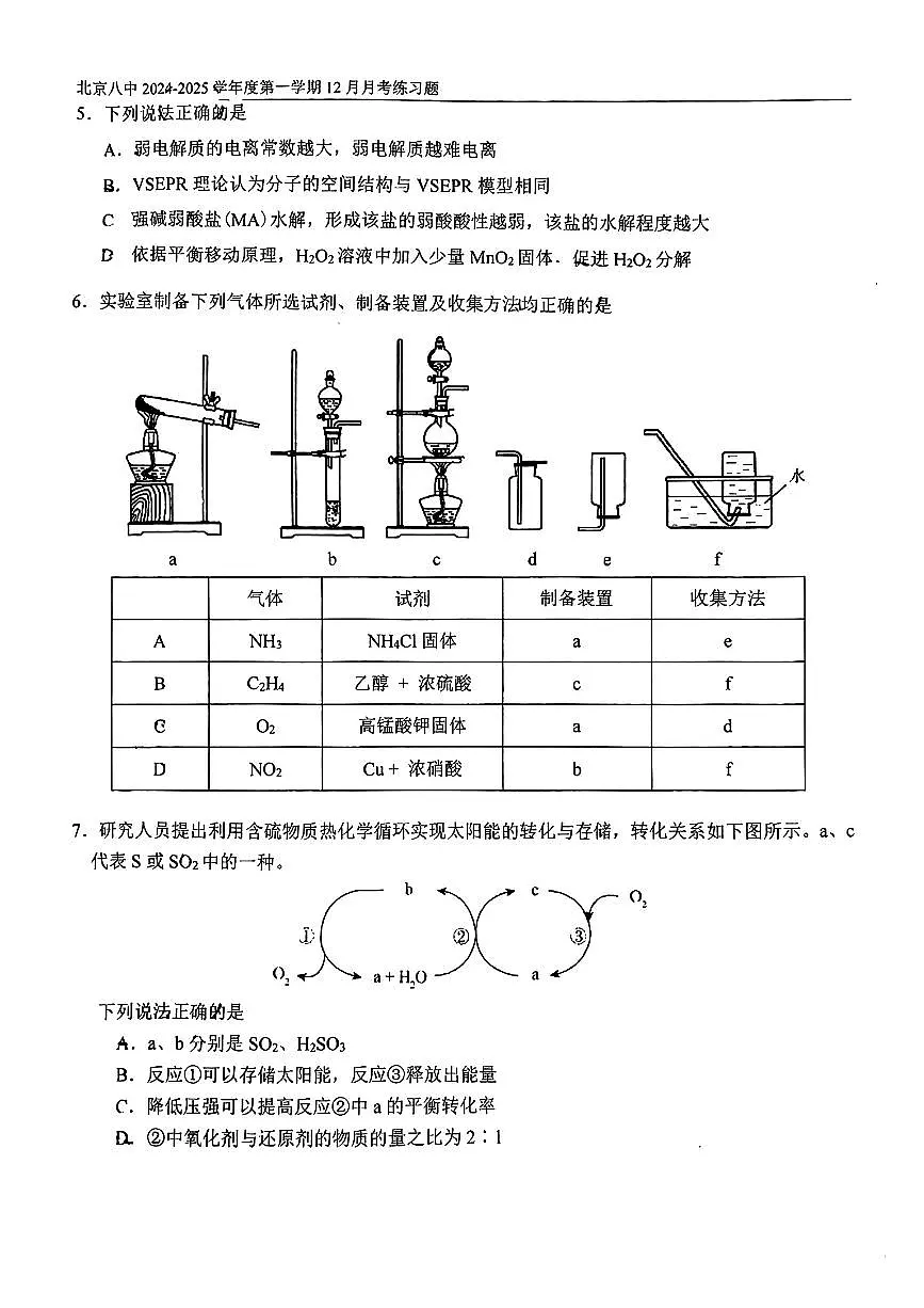 2024北京八中高三(上)12月月考化学试卷(有答案)第2页
