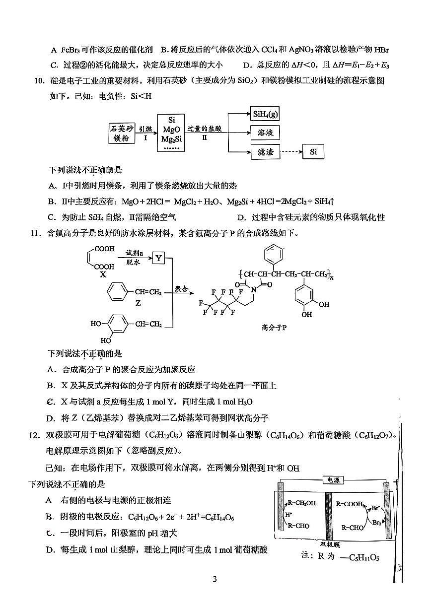 2025北京人大附中朝阳学校高三(下)月考统练十一化学试卷(有答案)第3页