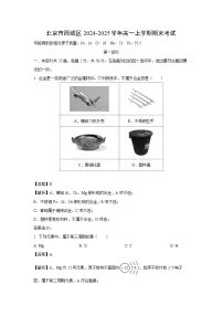 北京市西城区2024-2025学年高一上学期期末考试化学试卷（解析版）