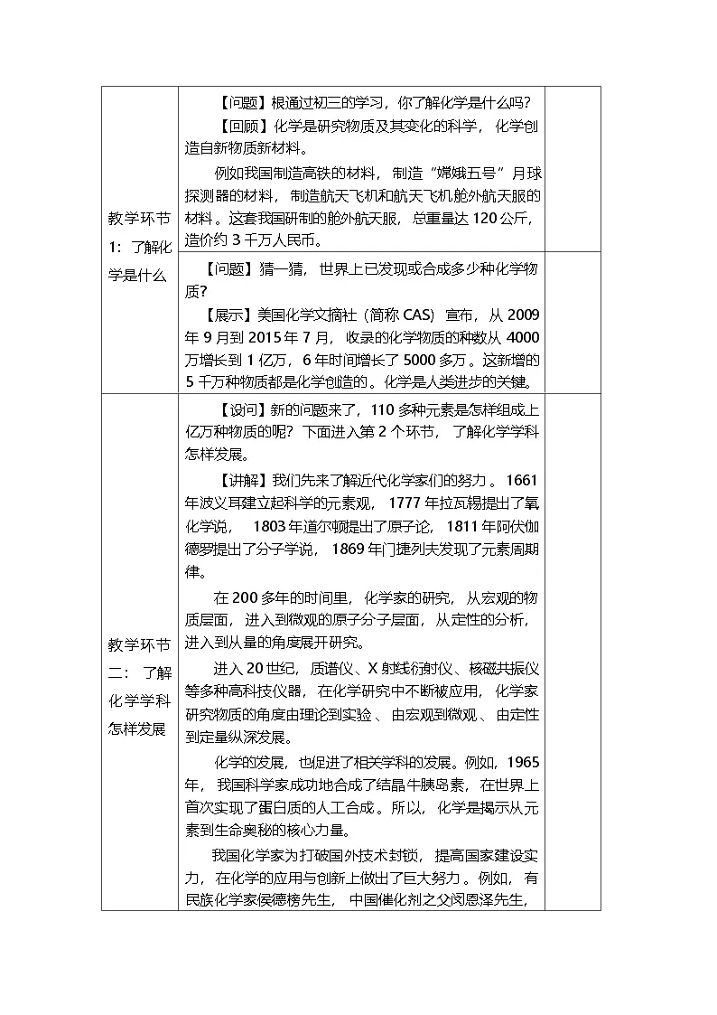 绪言:化学学科特点以及对人类社会的促进作用-教案第2页