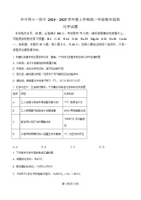 湖北省武汉市华中师范大学第一附属中学2024-2025学年高一上学期期末化学试卷（Word版附解析）