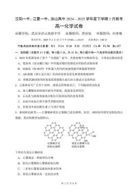 湖北汉阳一中、江夏一中、洪山高级中学2024-2025学年高一下学期3月联考化学试卷+答案