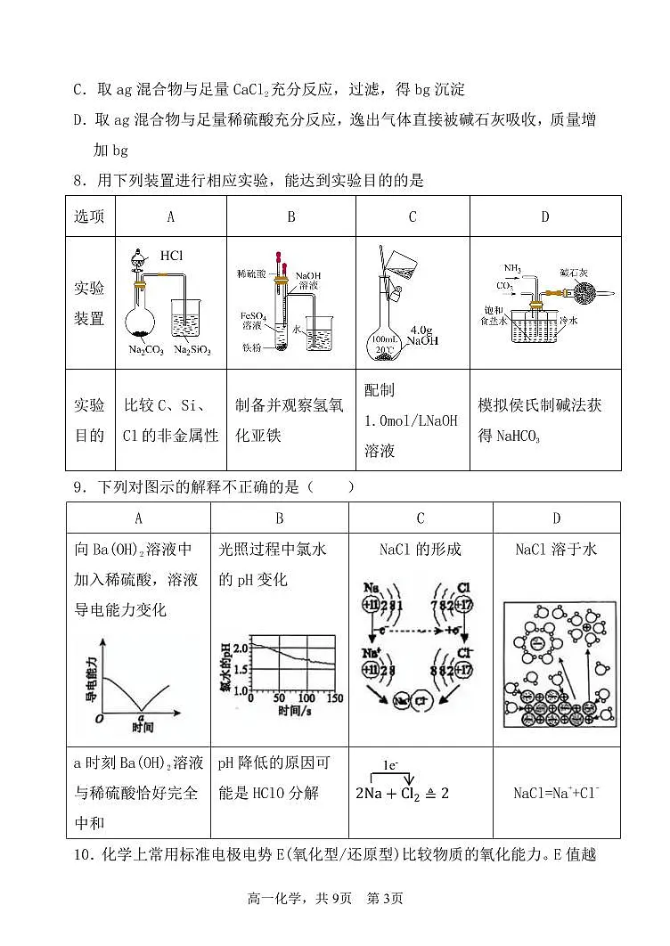 2025辽宁省七校协作体高一下学期3月联考试题化学PDF版含答案(可编辑)第3页