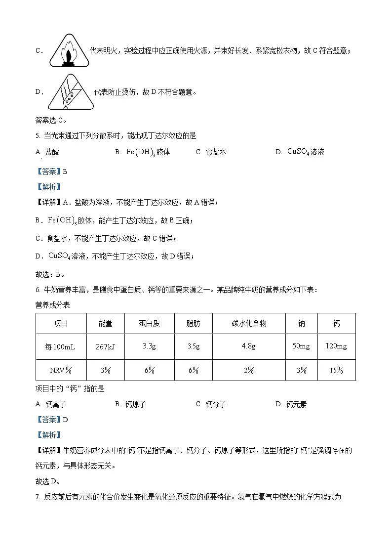 湖北省2023年普通高中学业水平合格性考试化学试题 含解析第3页