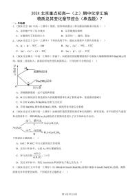 2024北京重點(diǎn)校高一（上）期中真題化學(xué)匯編：物質(zhì)及其變化章節(jié)綜合（單選題）7