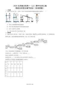 2024北京重点校高一（上）期中真题化学汇编：物质及其变化章节综合（非选择题）